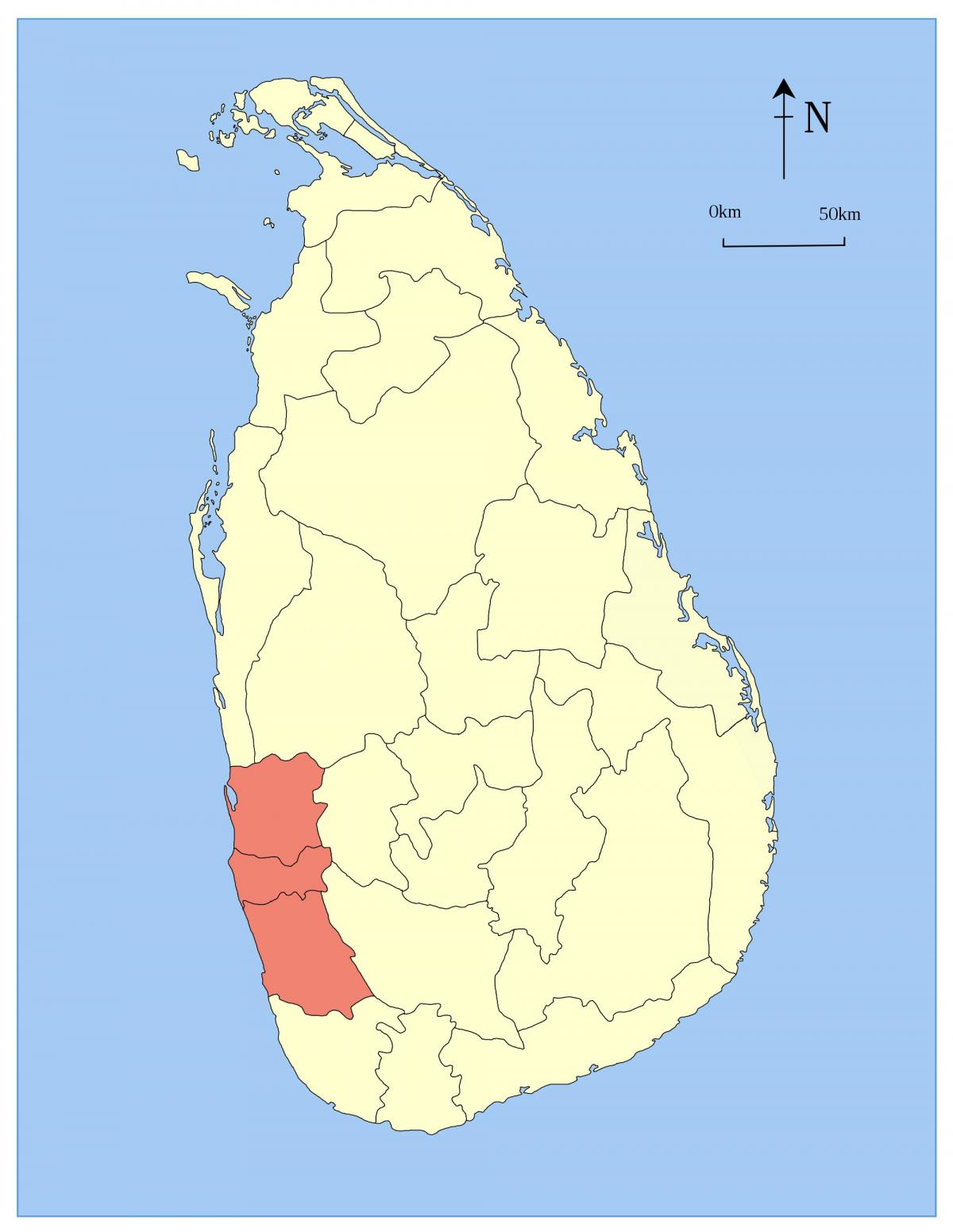 வரைபடம் இலங்கையின் மேல் மாகாணம்