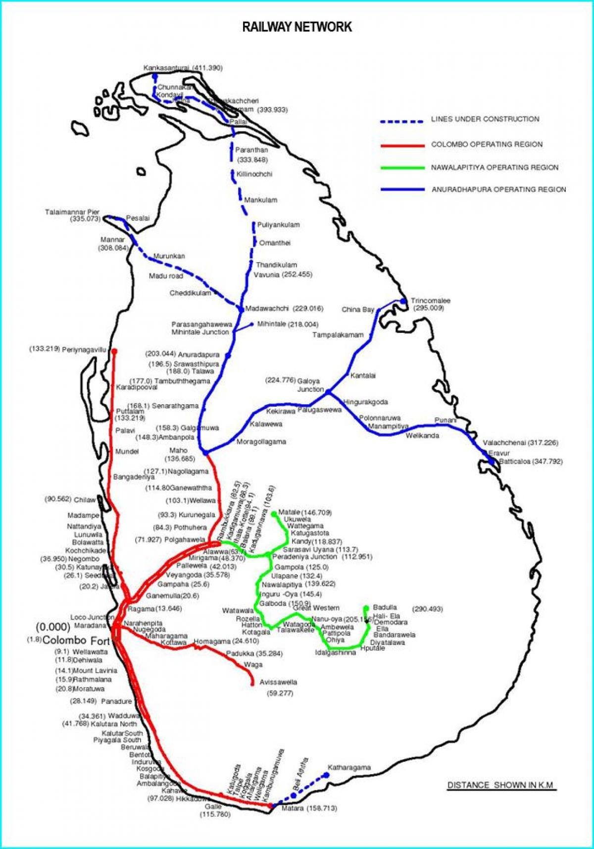 ரயில் பாதை வரைபடம் Sri Lanka