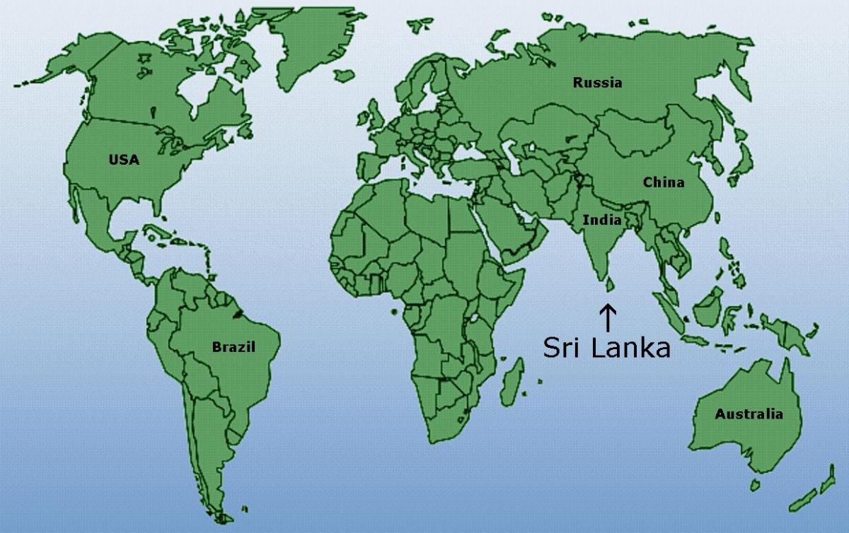 இலங்கையில் இடம் உலக வரைபடம்