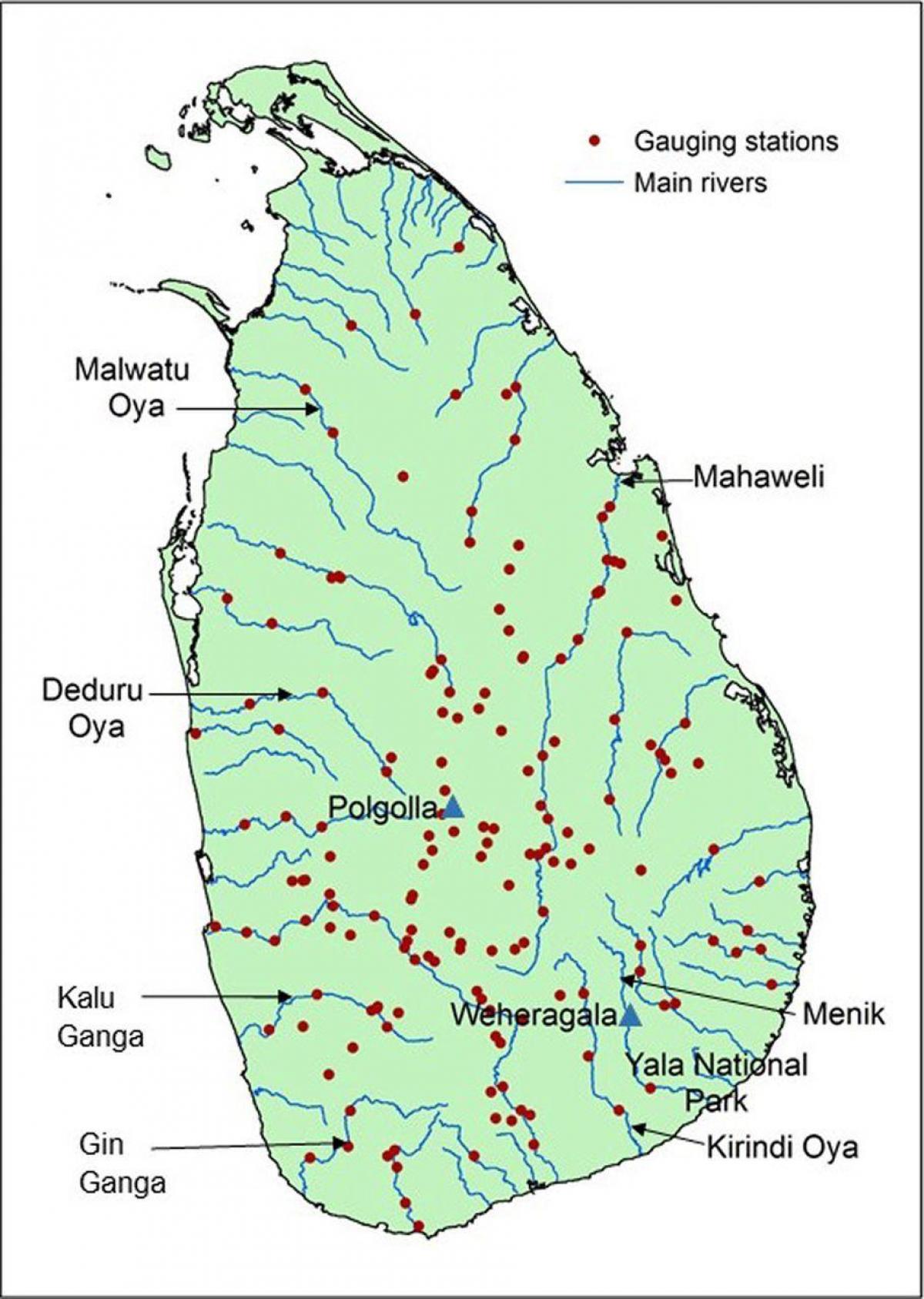 இலங்கை முக்கிய ஆறுகள் வரைபடம்