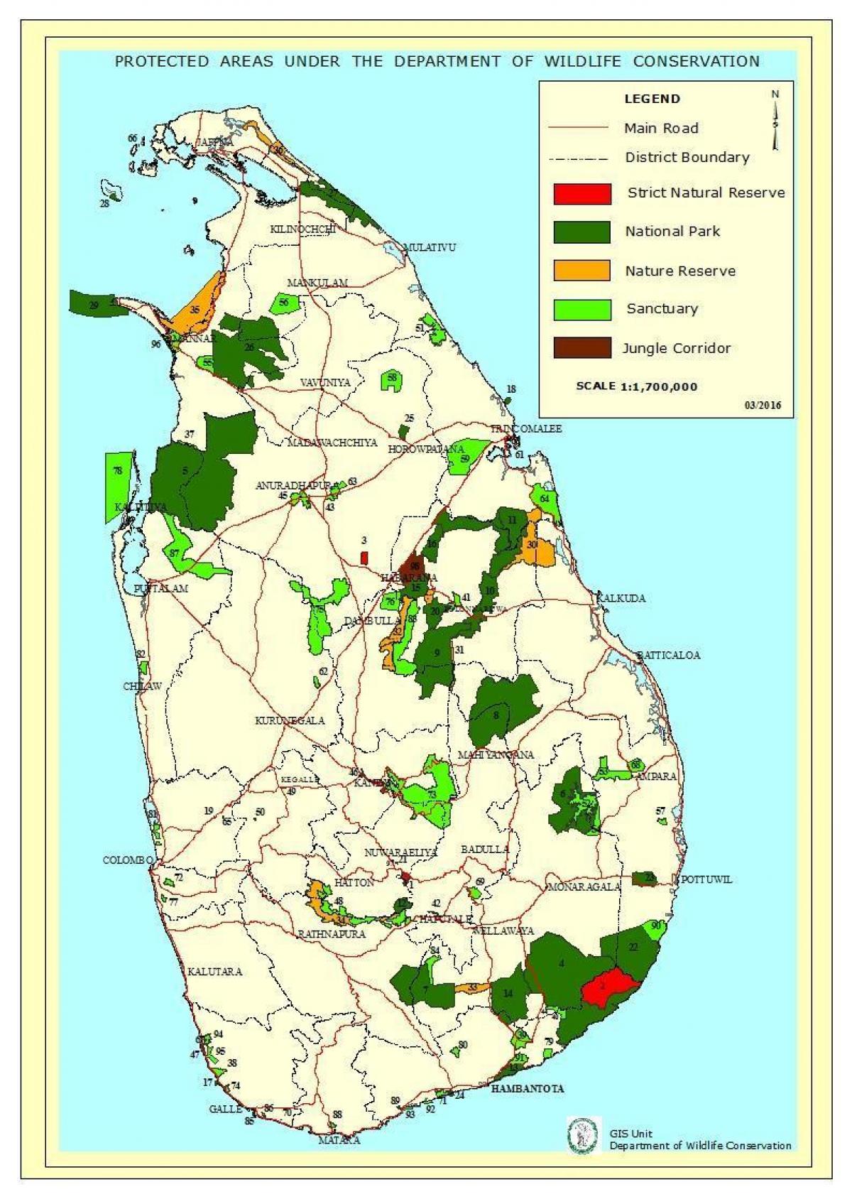 வரைபடம், தேசிய பூங்காக்கள், இலங்கை