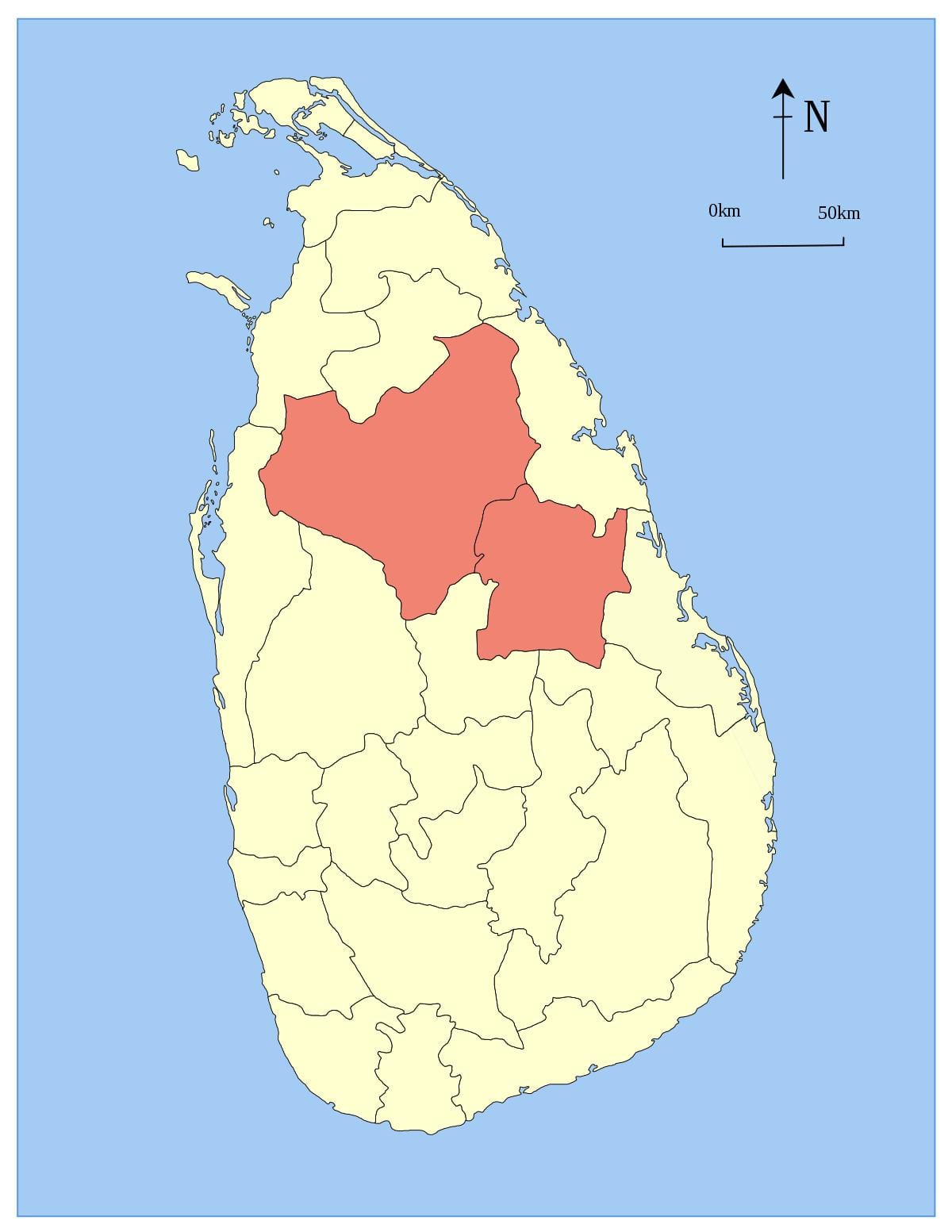 மத்திய மாகாணத்தில் இலங்கை வரைபடம்