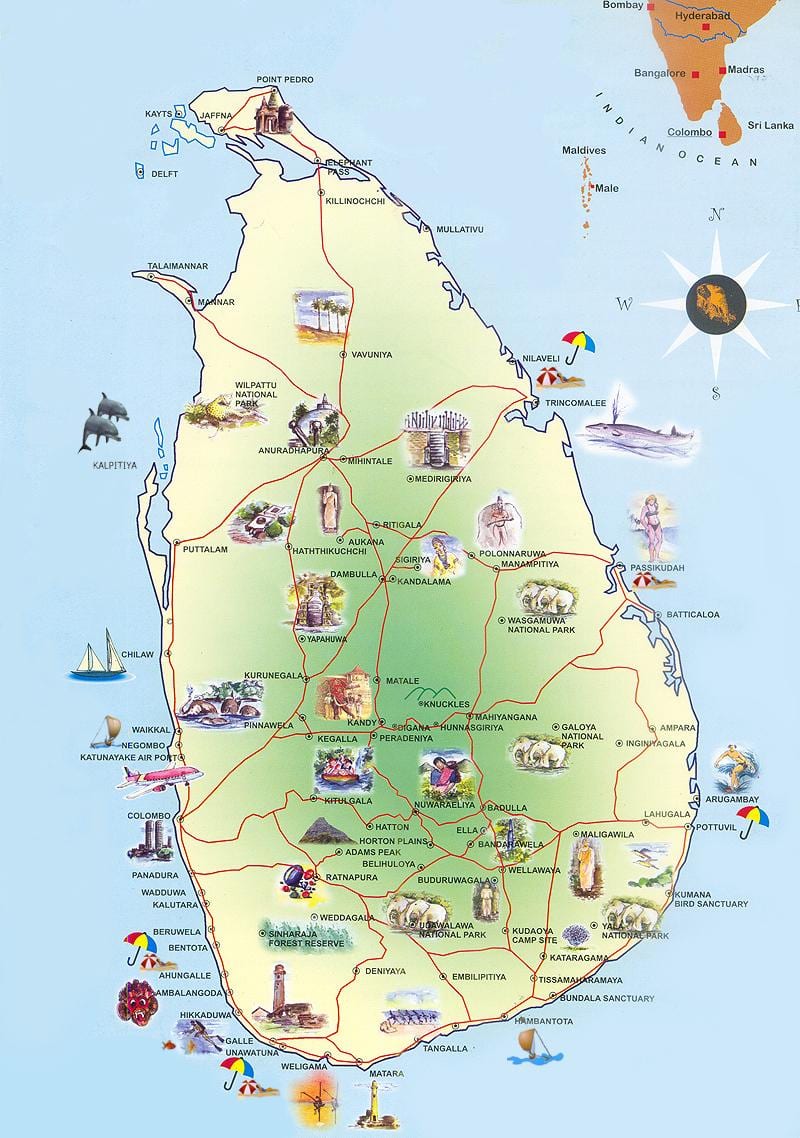 சுற்றுலா பயணிகளை கவரும் இலங்கை வரைபடம்