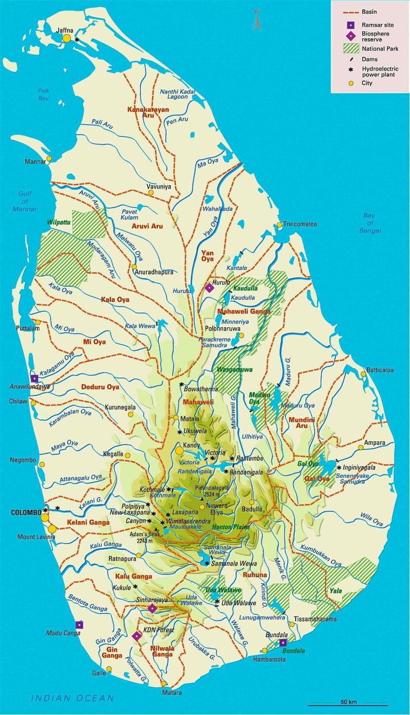 வரைபடம் இலங்கை நீர்த்தேக்கங்கள்