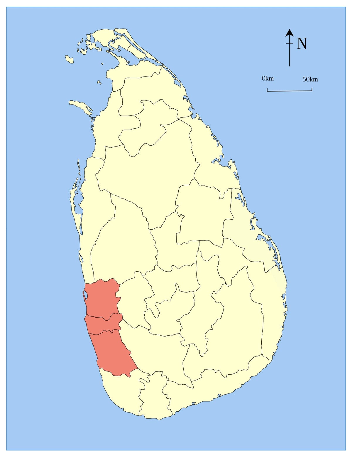 வரைபடம் இலங்கையின் மேல் மாகாணம்