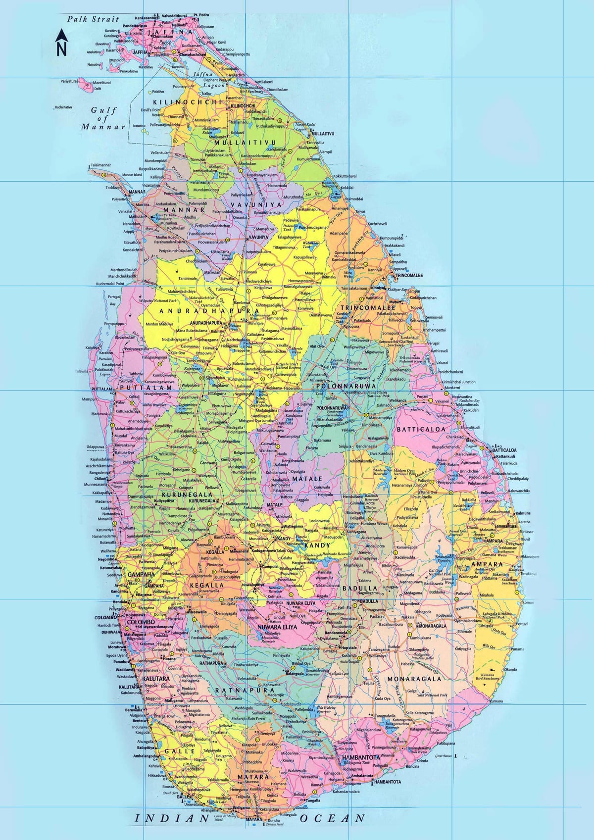 விரிவான வரைபடம் இலங்கை சாலைகள்