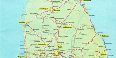 வரைபடம் சுற்றுலா வரைபடத்தில் இலங்கை சாலை