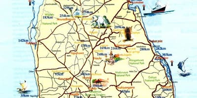 சுற்றுலா வரைபடத்தில் இலங்கை நகரங்களில்