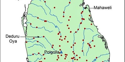 இலங்கை முக்கிய ஆறுகள் வரைபடம்