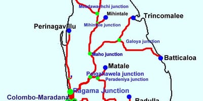 வரைபடம் இலங்கை ரயில் கோடுகள்